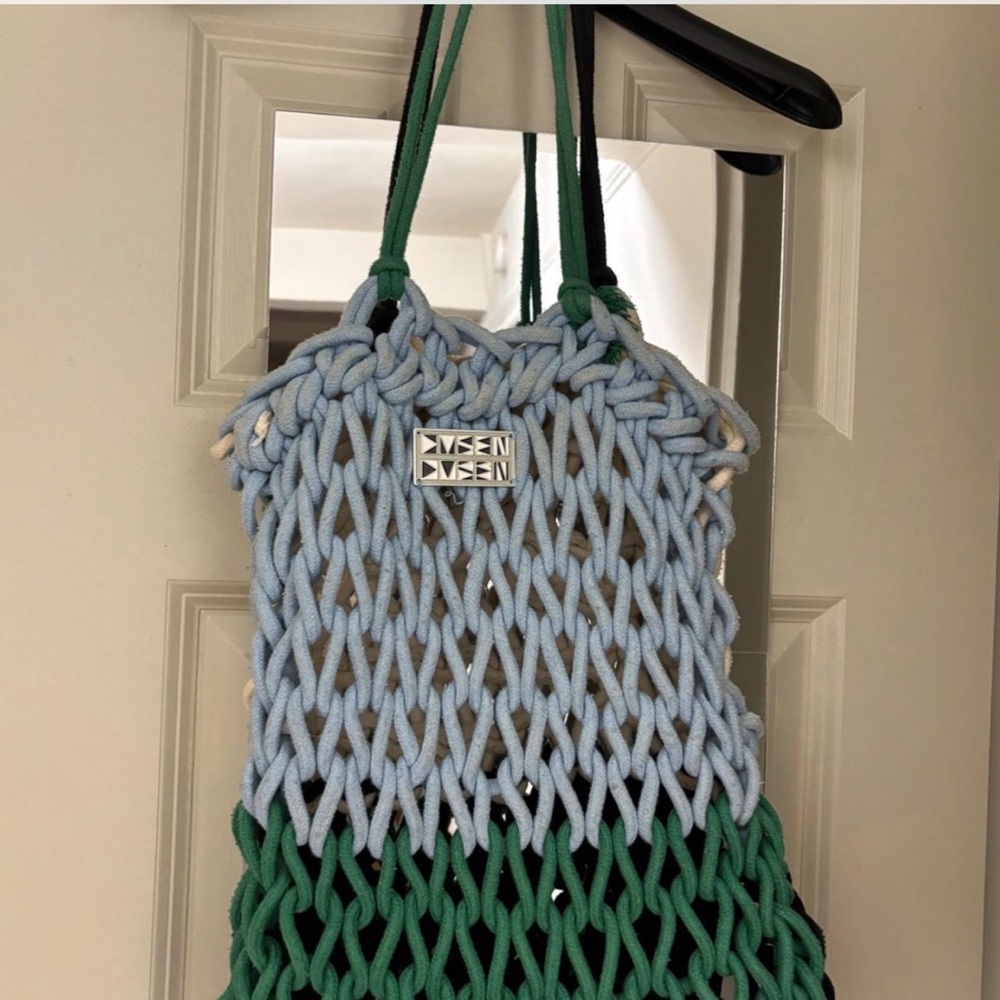 Green and Blue Woven Bag